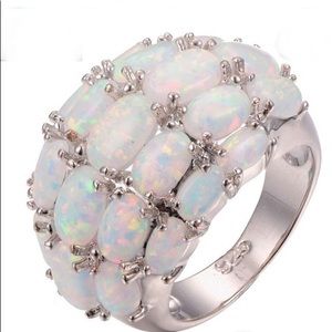New  sterling silver with opal ring  radiant look
